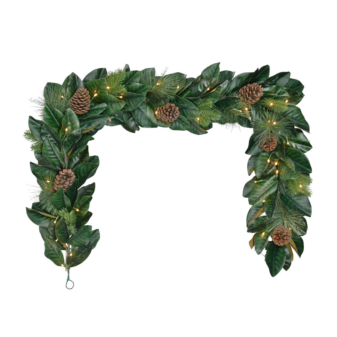 CC Christmas Decor Pre-Lit Magnolia Artificial Christmas Garland - 6' x 9" - White Lights